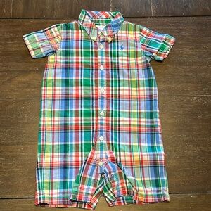 Ralph Lauren Cotton Plaid One-Piece Short Outfit